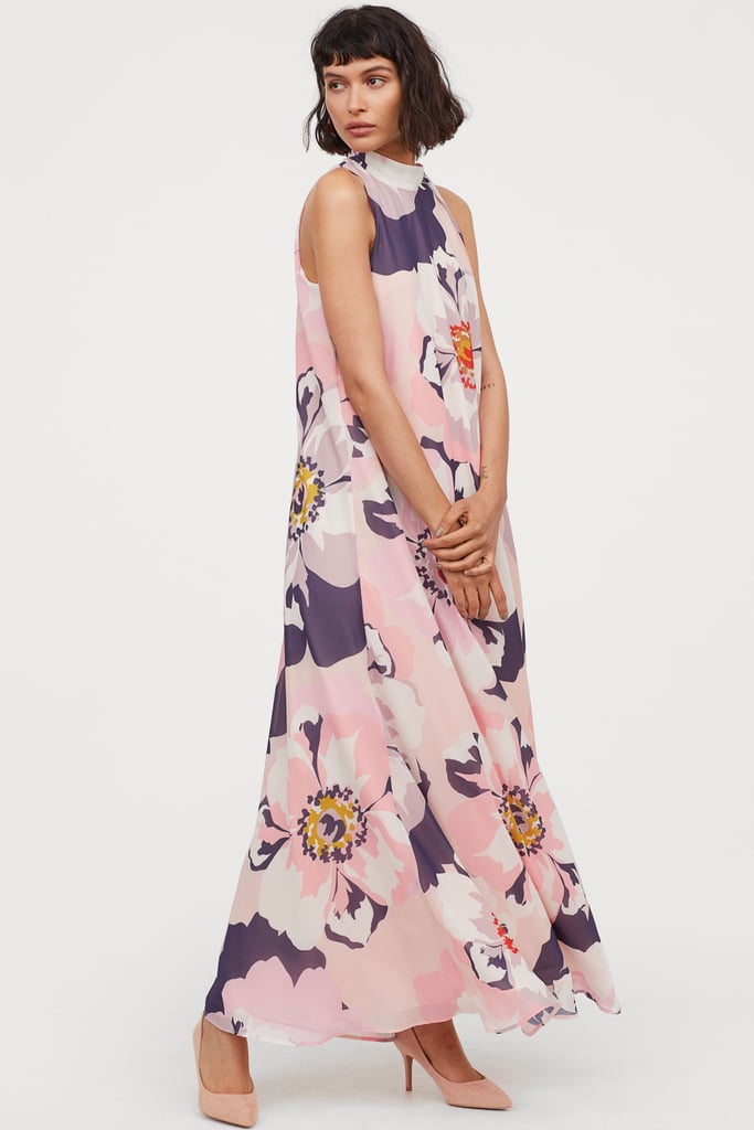 H&M Long Dress With Tie Collar