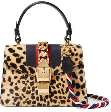 Gucci Sylvie Mini Leather-trimmed Calf Hair Shoulder Bag