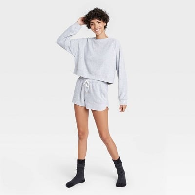 Colsie Reverse Fleece Lounge Sweatshirt and Shorts