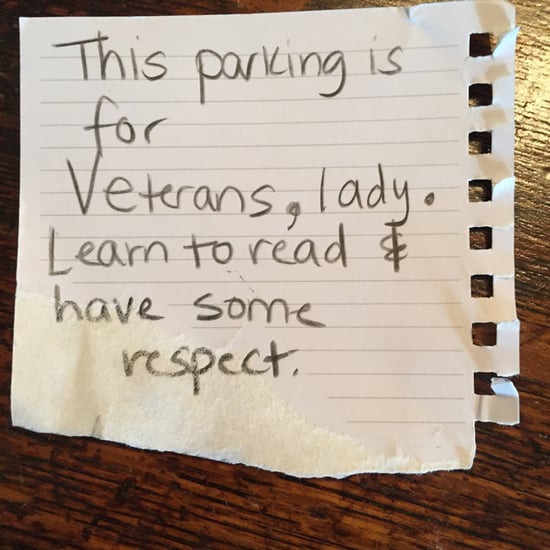 Female Veteran Parking Spot Note