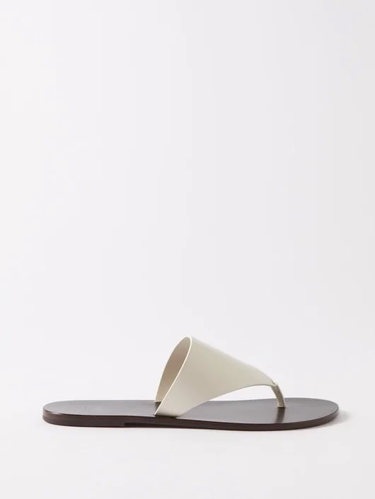 The Row White Avery Leather Sandals