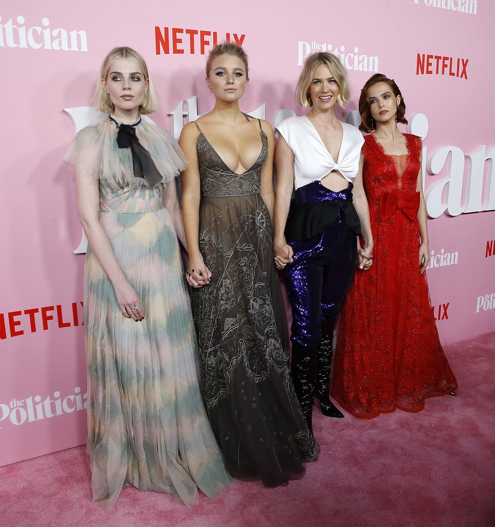 Lucy Boynton, Julia Schlaepfer, January Jones, and Zoey Deutch at The Politician Premiere