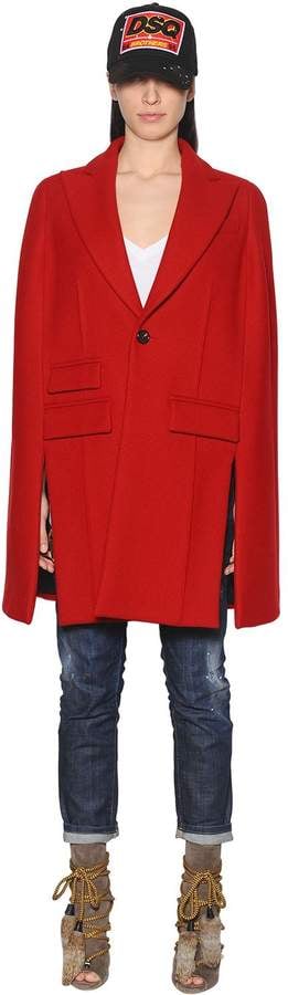 DSQUARED2 Felted Wool Cape Coat