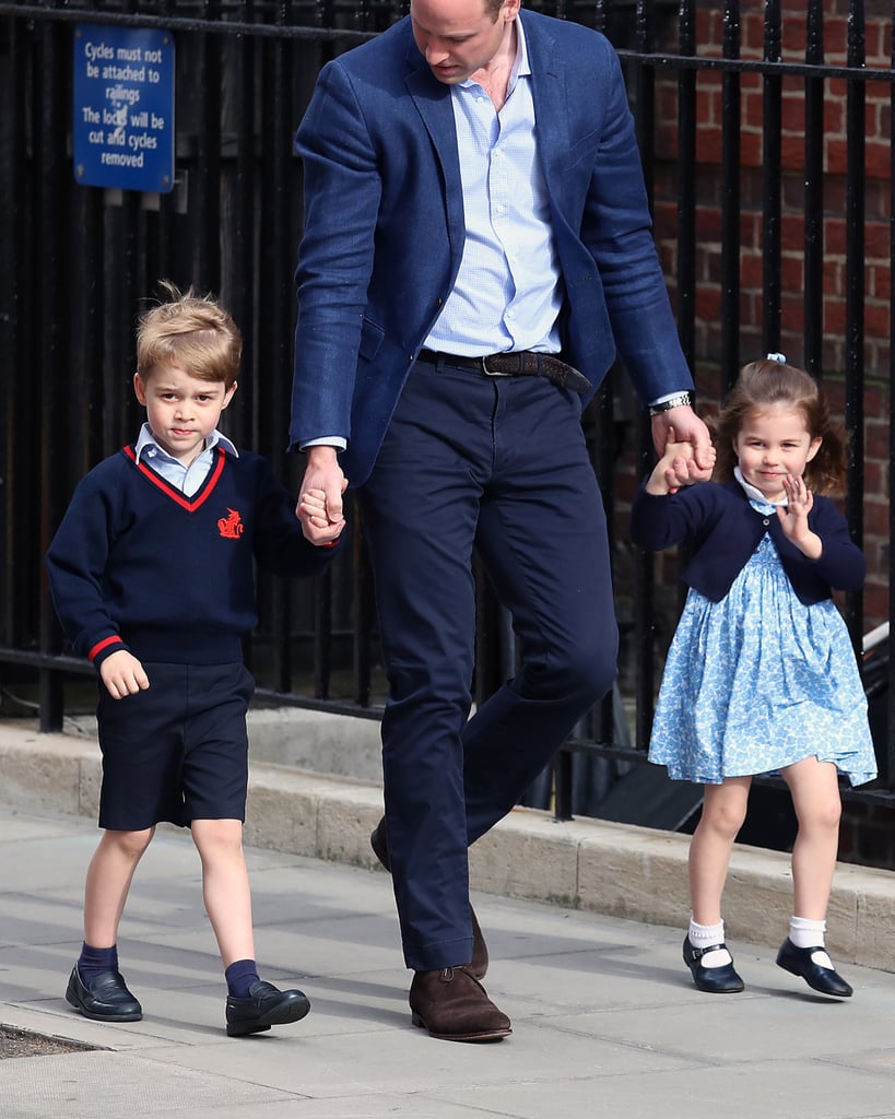 Prince George and Princess Charlotte at Hospital to See Baby
