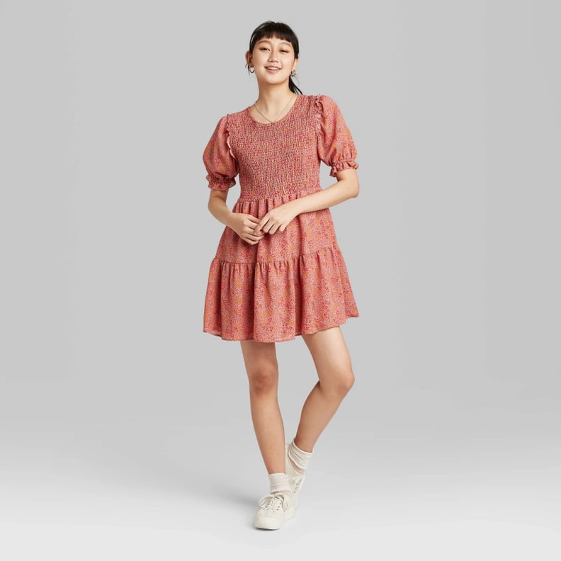 Wild Fable Short-Sleeve Smocked Top Tiered Dress