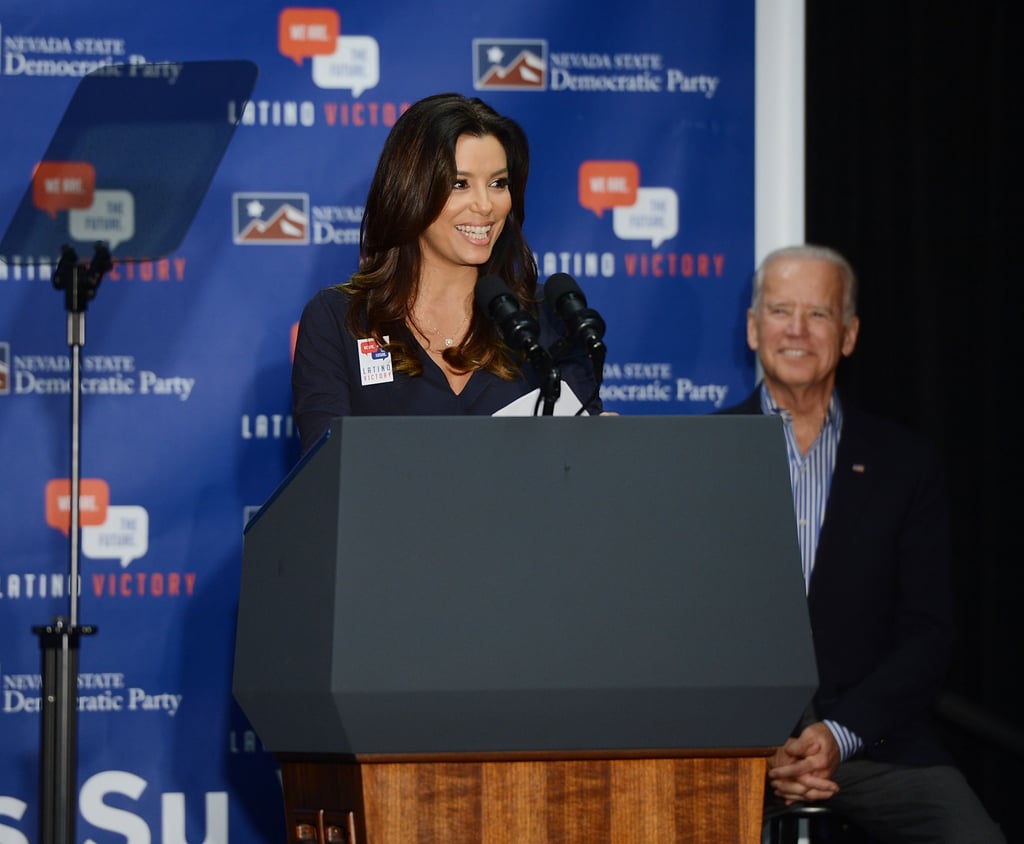 Eva Longoria supported Vice President Joe Biden at a political event in Las Vegas on Saturday.