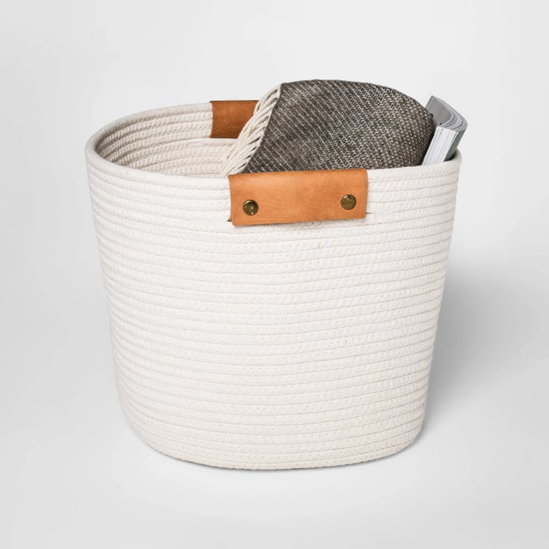 Threshold Decorative Coiled Rope Square Base Tapered Basket