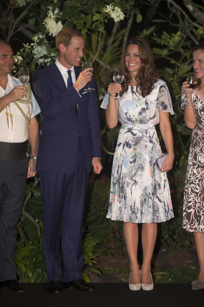 Prince William and Kate Middleton saluted each other with their glasses while in Singapore in September 2012.