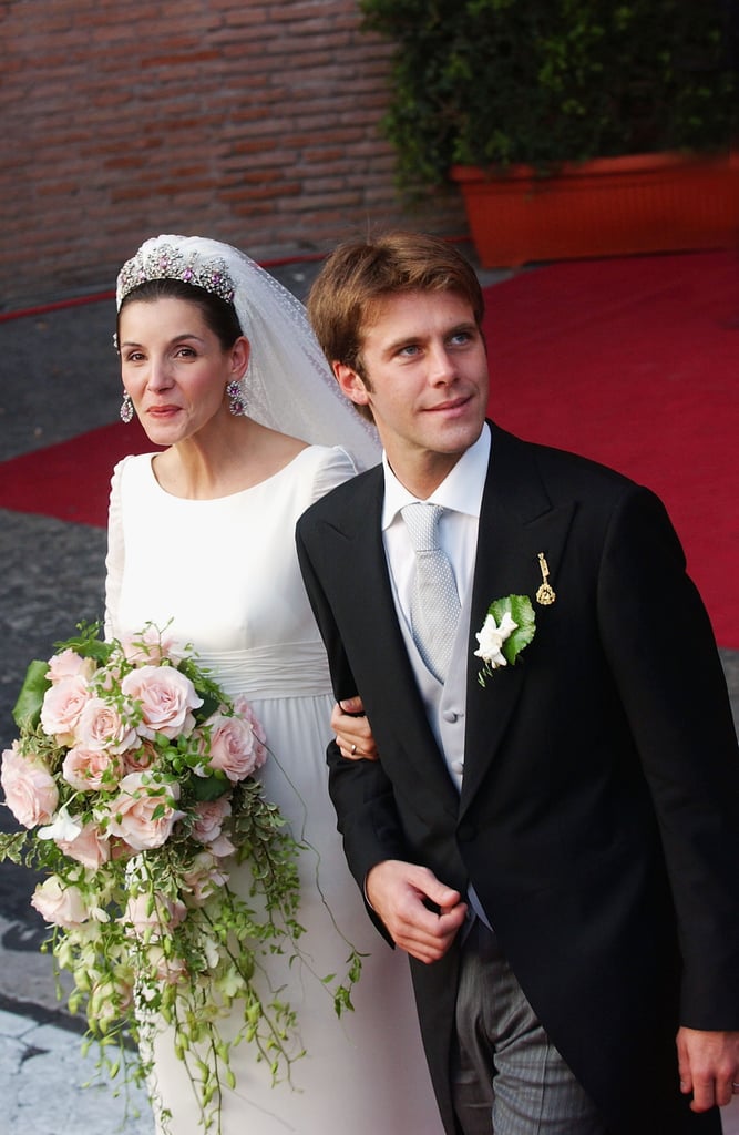 Prince Emanuele and Clotilde Courau
The Bride: Clotilde Courau, a French actress.
The Groom: ‪Emanuele Filiberto, Prince of Venice and Piedmont‬, grandson of the last king of Italy.
When: Sept. 25, 2003. The bride was six months pregnant.
Where: Rome's Basilica of Saint Mary of the Angels, where his grandparents had wed. Emanuele and his family had been in exile from Italy until 2002.