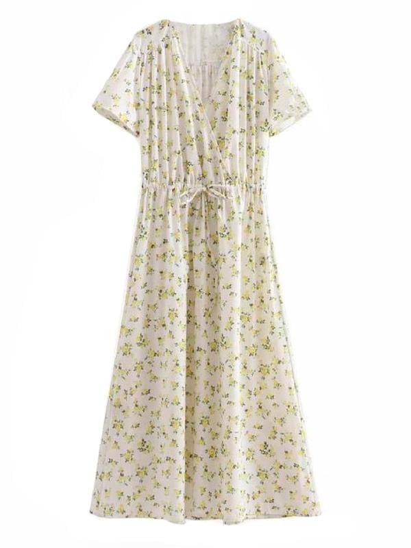 Goodnight Macaroon Adina Floral Print Wrap Top Maxi Dress
