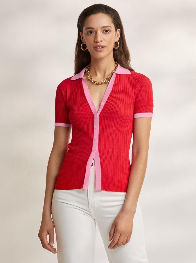 Kitri Norma Knitted Polo Top