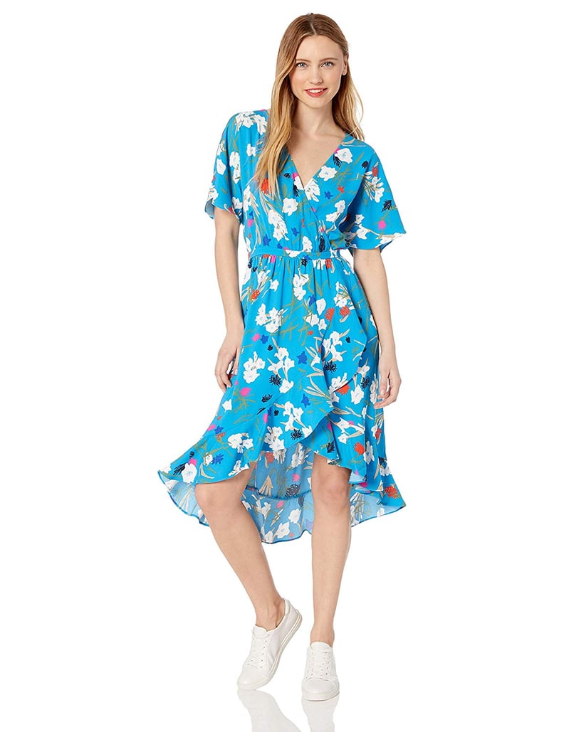 J.Crew Mercantile Short-Sleeve Floral Ruffle Wrap Midi Dress