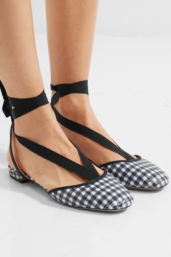 J.Crew Foster Gingham Canvas Ballet Flats