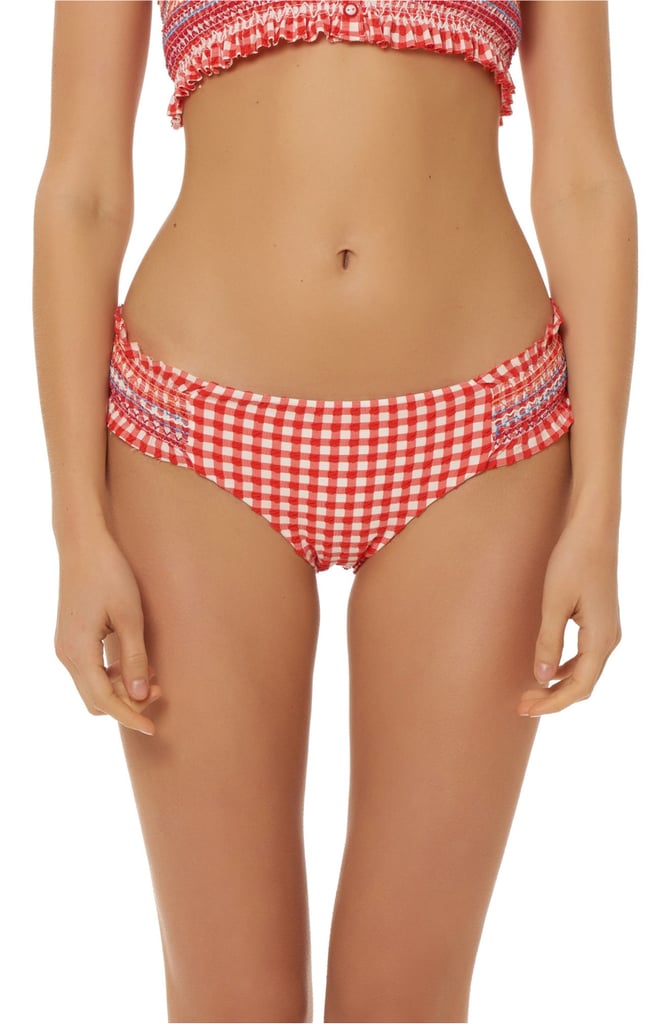 Red Carter  Smocked Waist Hipster Bikini Bottoms
