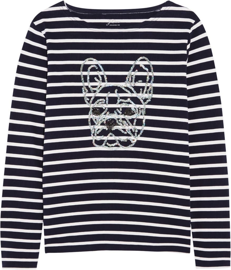 Sequin-Embellished Striped Cotton-Jersey Top ($40)