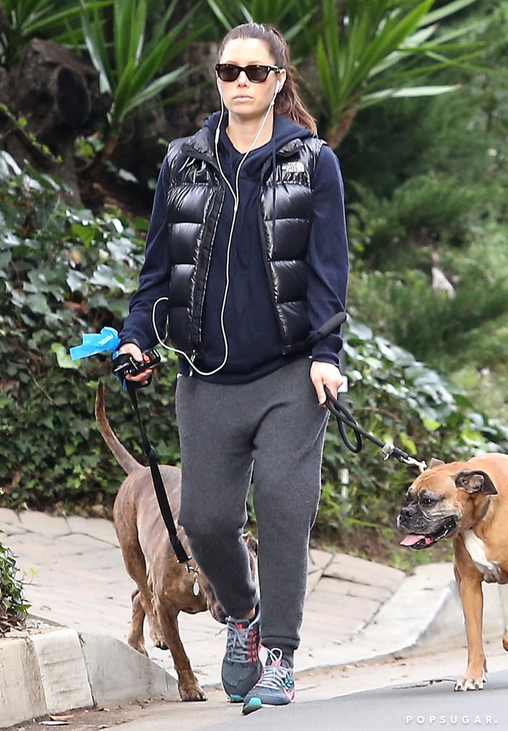 Jessica Biel's Baby Bump With Her Dogs | Photos