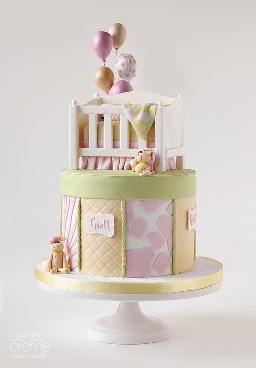 Little Crib Gender-Reveal Cake