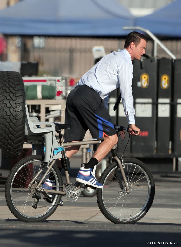 Josh Duhamel Riding His Bike on Set | Pictures