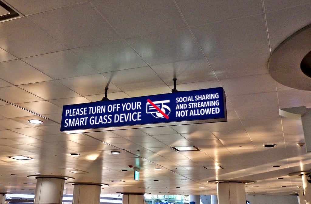 Is this his way of telling us how not to be a creep while wearing Google Glass? 
Source: Tumblr user signsfromthenearfuture