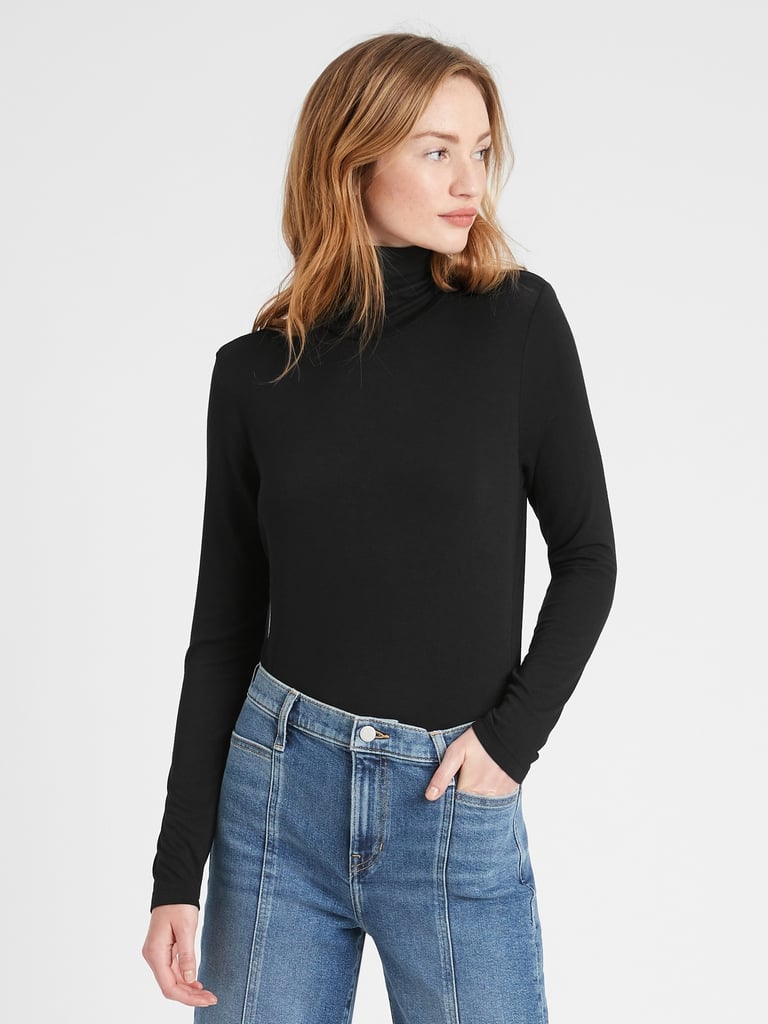 Fitted Lightweight Turtleneck T-Shirt