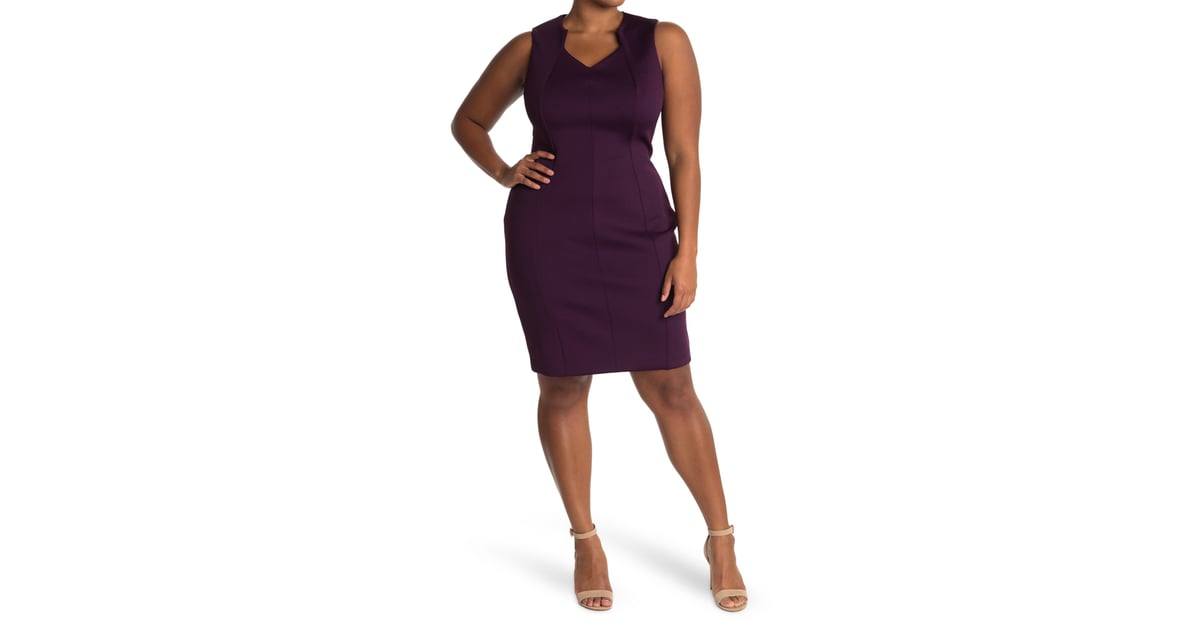 A Going-Out Dress: Calvin Klein Split Neck Sleeveless Scuba Sheath Dress |  12 Dresses We're Eyeing For Fall — All Under $100 at Nordstrom Rack |  POPSUGAR Fashion Photo 5