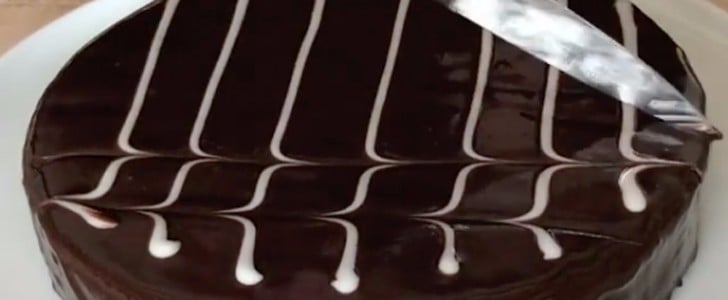 Ina Garten Chocolate Ganache Cake With Chevron Decoration