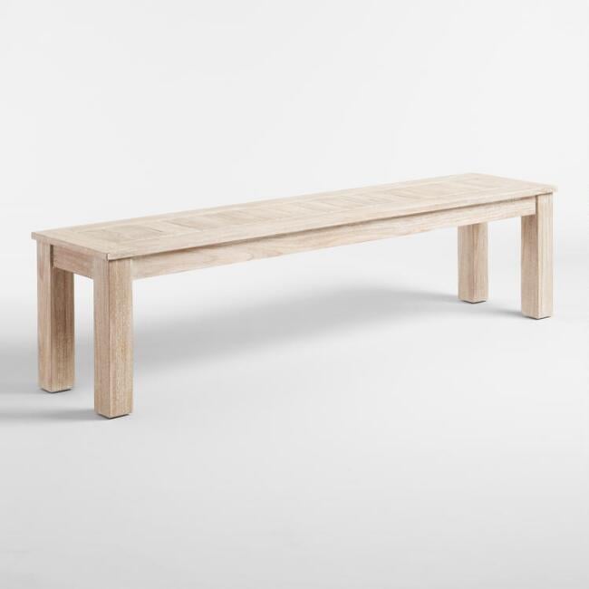 Whitewash Sevilla Outdoor Dining Bench World Market s Patio
