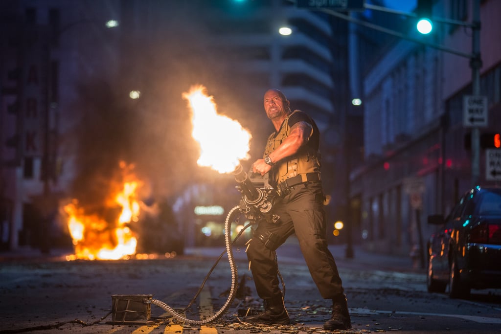 Who even knows what Hobbs (Dwayne Johnson) is doing with that flamethrower?