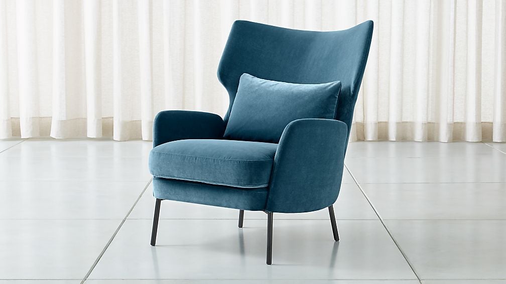 Celeste: Alex Navy Blue Velvet Accent Chair