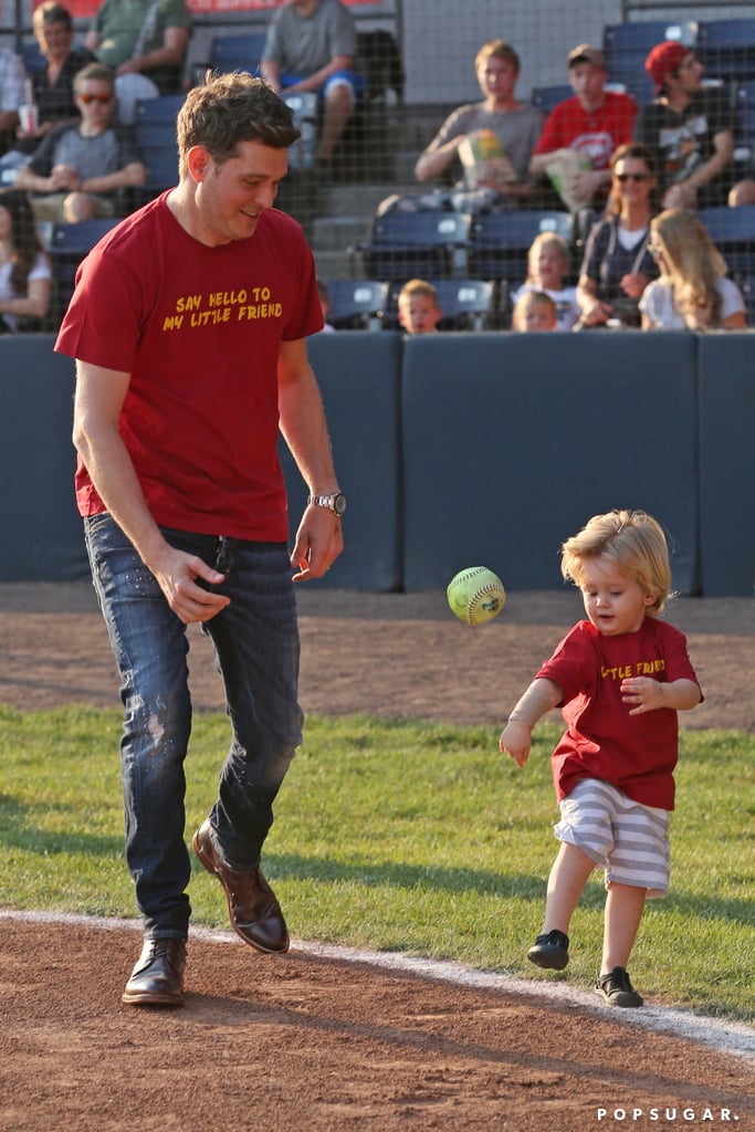 Michael Bublé and Son Noah Throwing Out First Pitch
