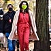 Selena Gomez Wears a Red Utility Jumpsuit on Set in New York