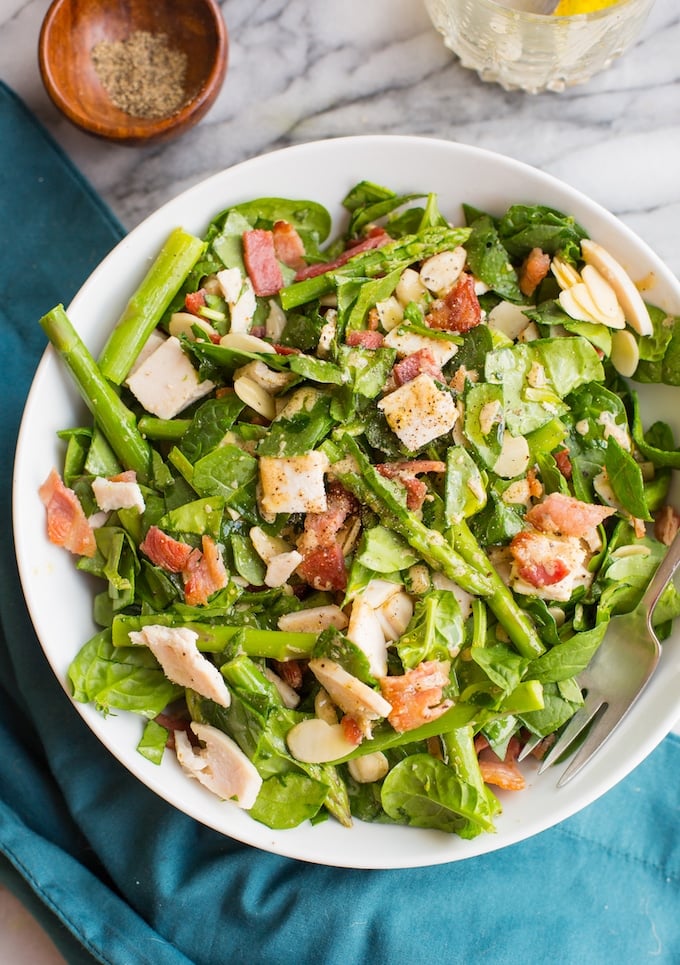 Chicken Bacon Spinach and Asparagus Salad