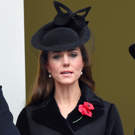 Kate Middleton Wearing Black Velvet Coat and Fascinator