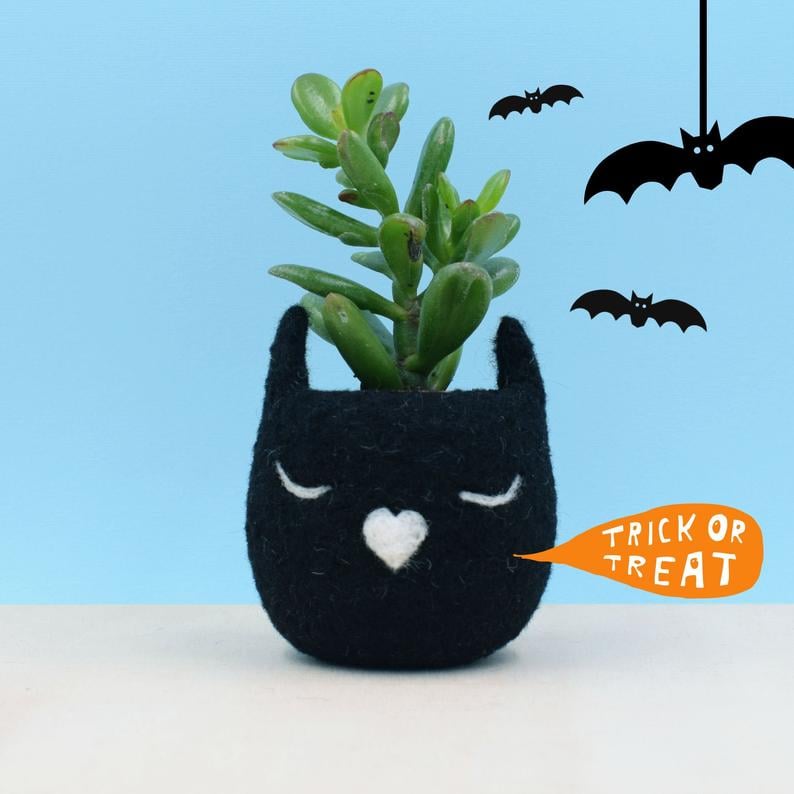 Black Cat Wool Planter