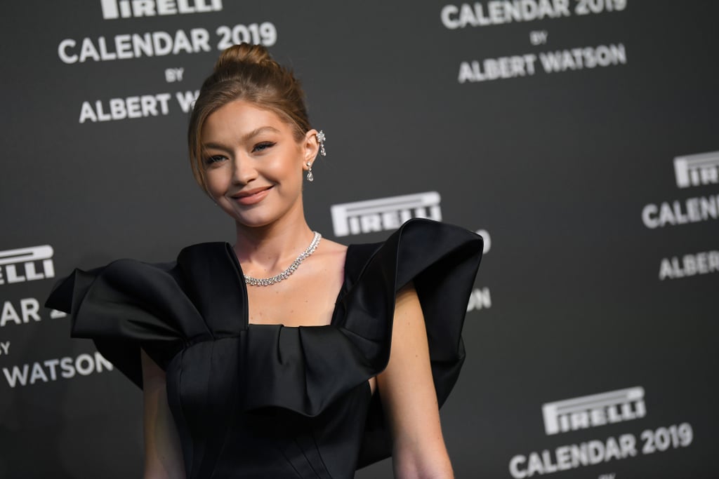 Gigi Hadid Black Zac Posen Dress at Pirelli Calendar Event