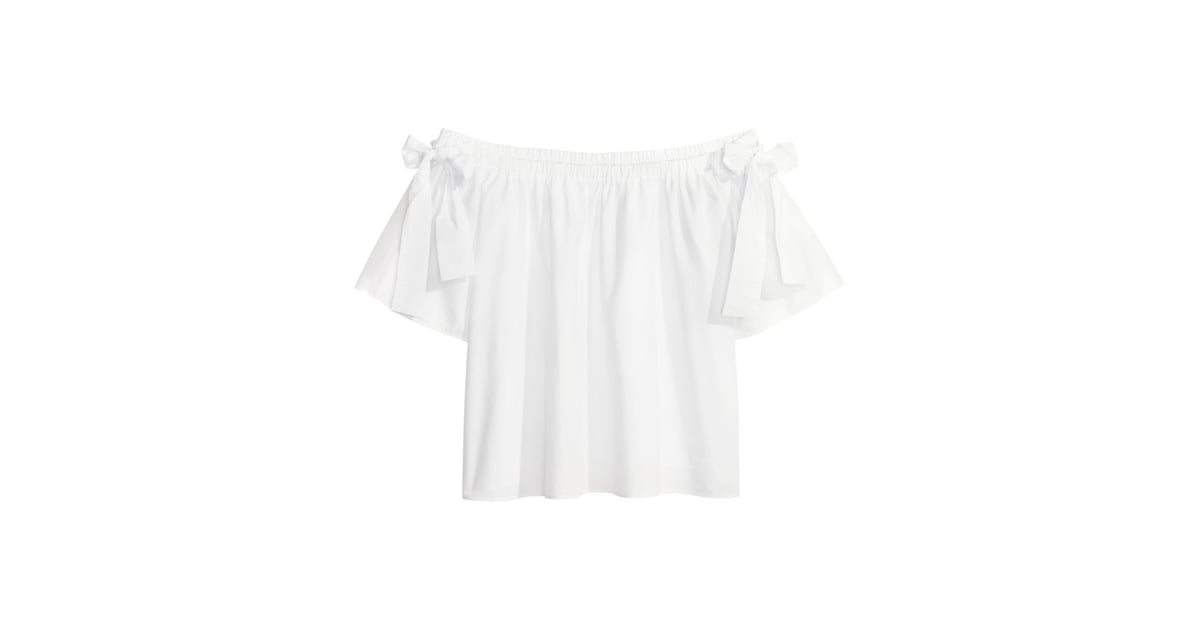 Off-the-Shoulder Cotton Blouse ($40) | Best Shopping at H&M | April ...