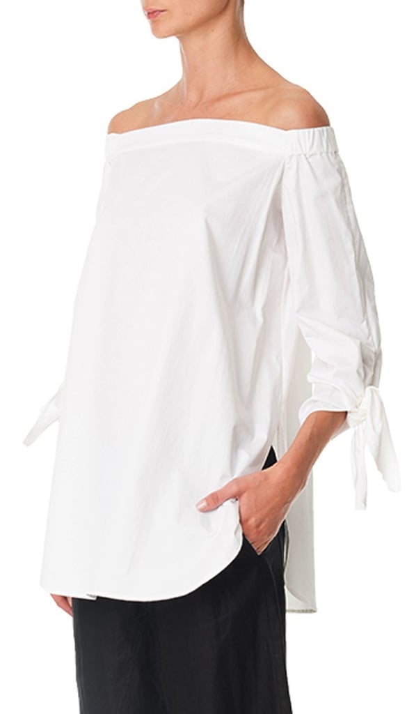 Tibi Satin Poplin Off-the-Shoulder Tunic