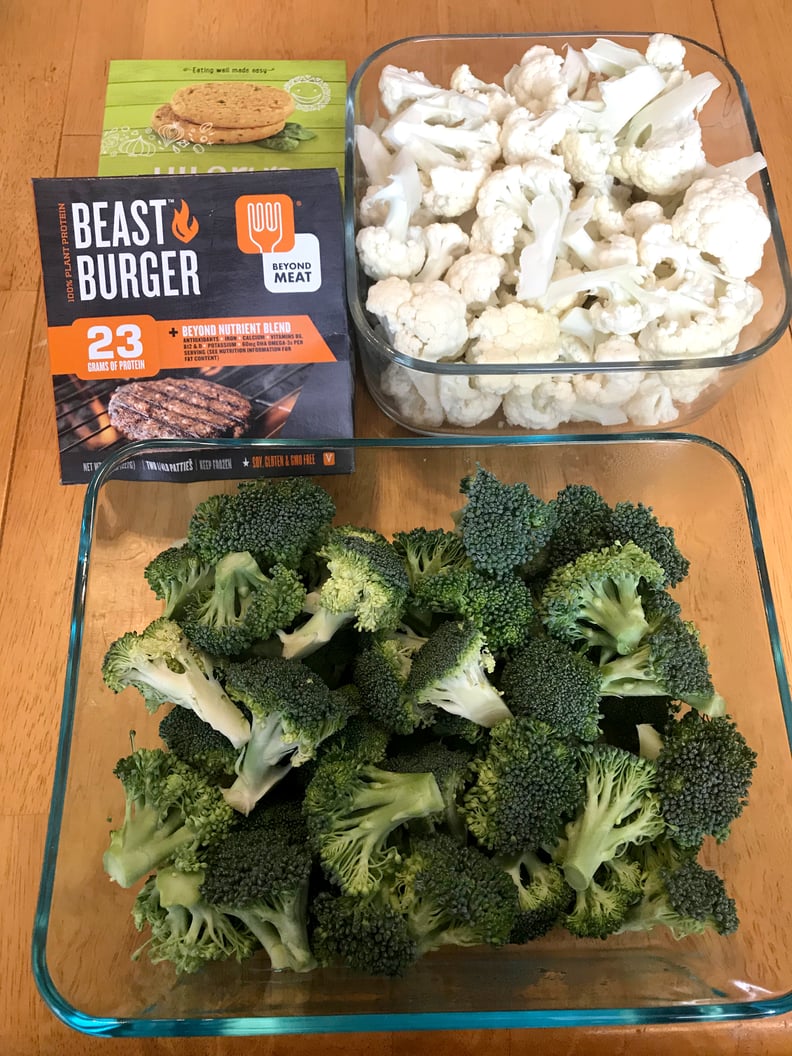 Friday Dinner: Veggie Burgers With Roasted Cauliflower and Steamed Broccoli