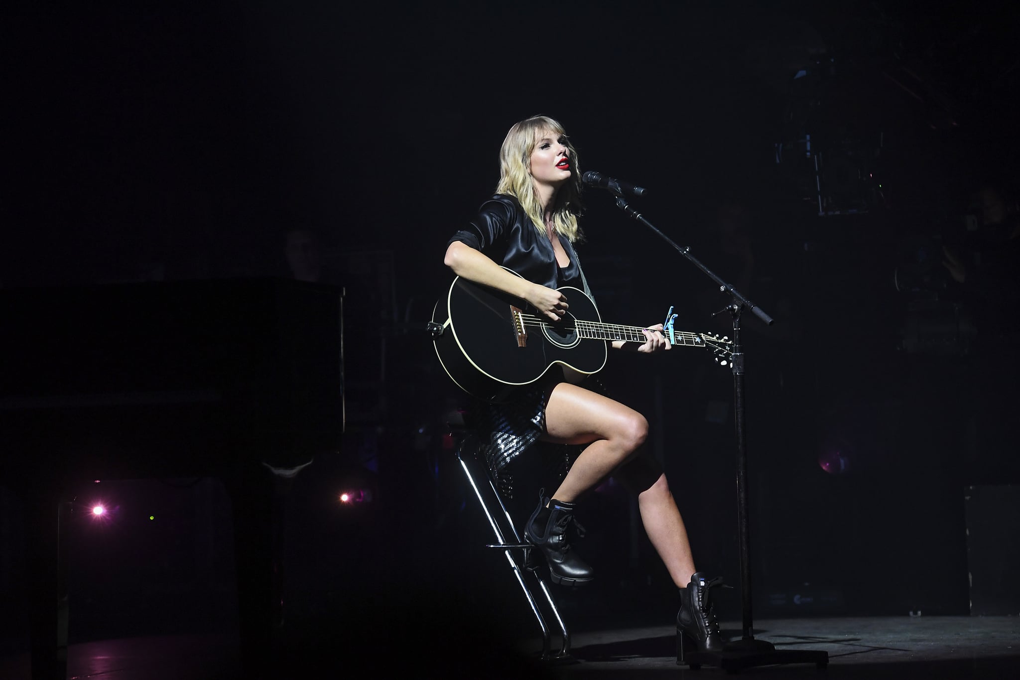 PARIS, FRANCE - SEPTEMBER 09: (EDITORS NOTE: Image approved by Artist) Taylor Swift performs during the 