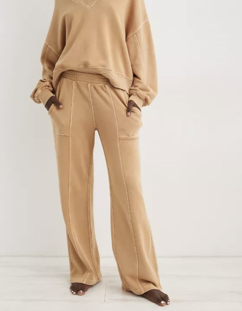 Plain Beige Silk Joggers