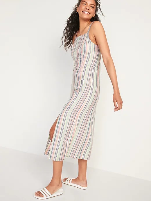 Old Navy Sleeveless Striped Linen-Blend Maxi Shift Dress