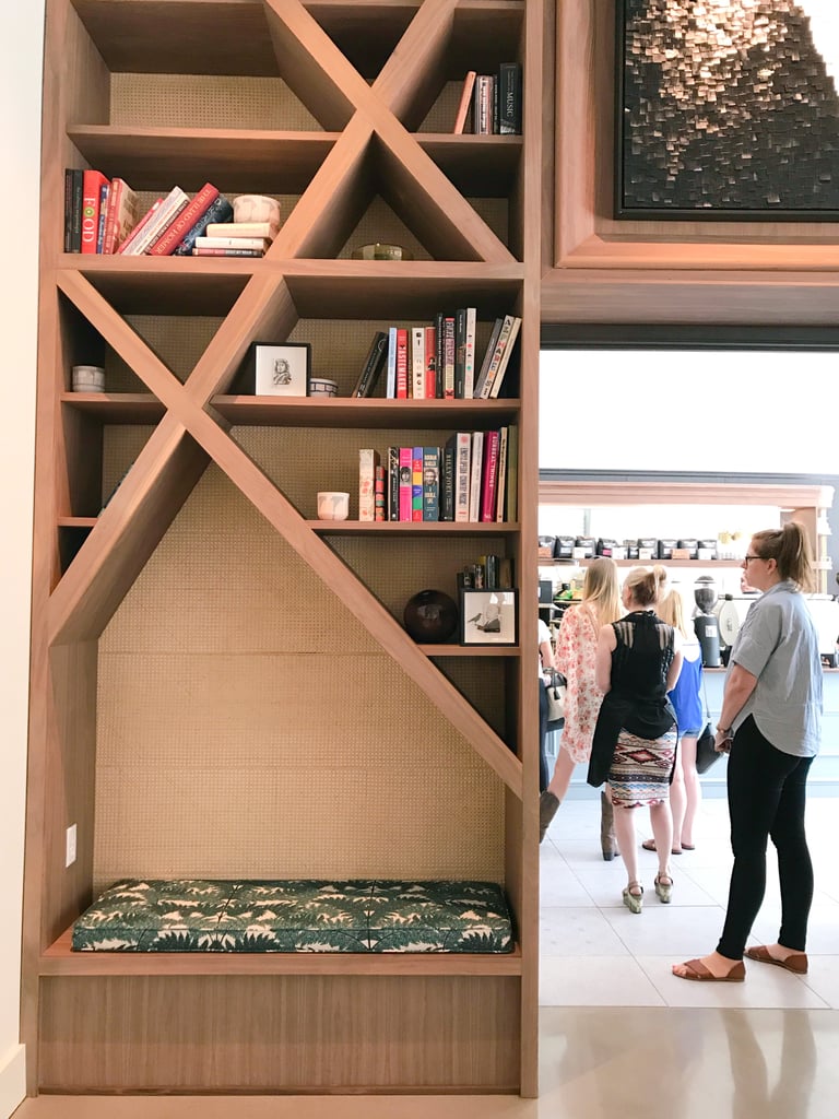 There's a great little reading nook as you enter the coffee shop from the lobby.