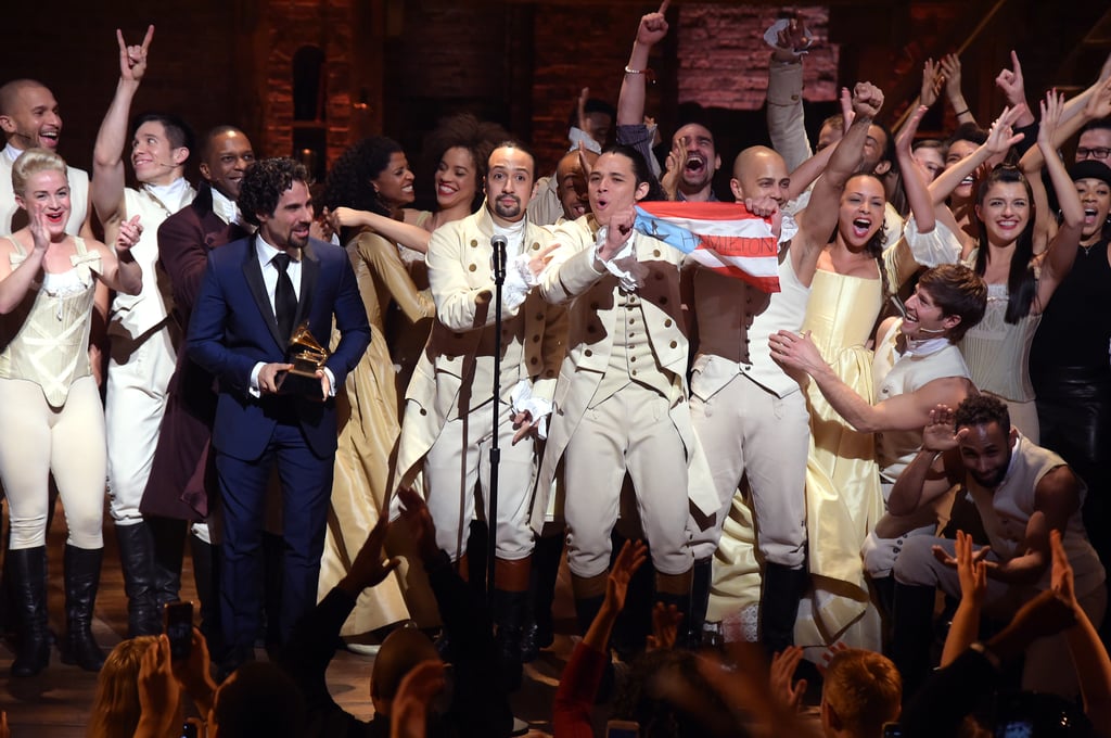 Hamilton Cast Waves Puerto Rican Flag at Grammys 2016