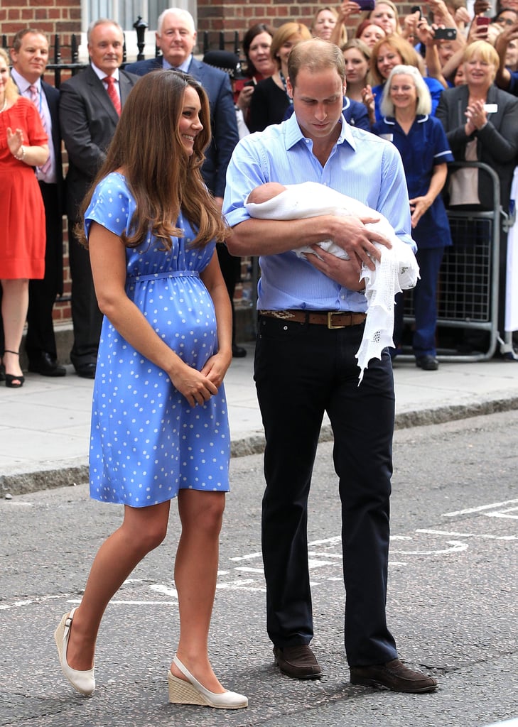 She wore the polka-dot number with a pair of cream espadrilles wedges.