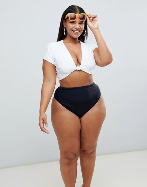 ASOS Design Curve Deep Plunge Bikini Emily Ratajkowski White