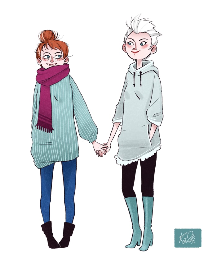 Hipster Anna and Elsa