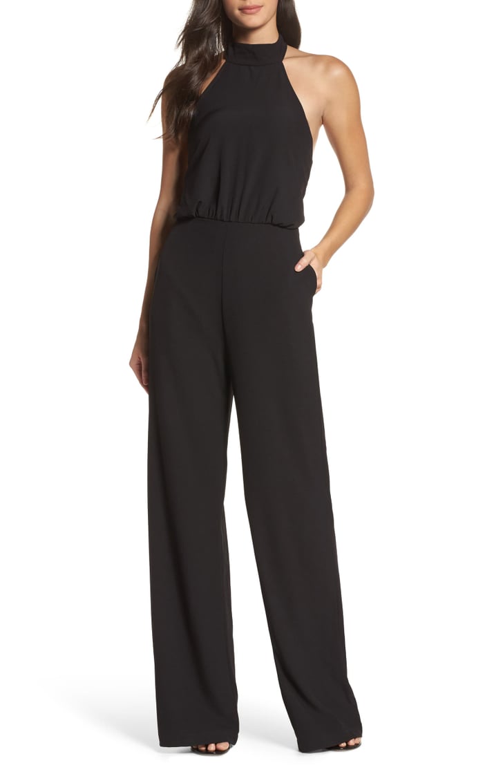 Moment for life black halter jumpsuit top