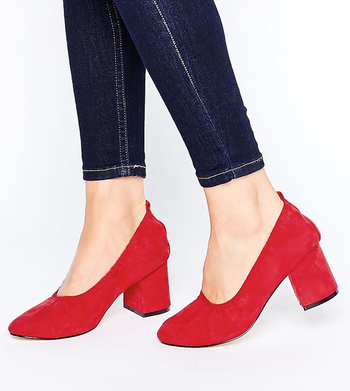 wide red heels