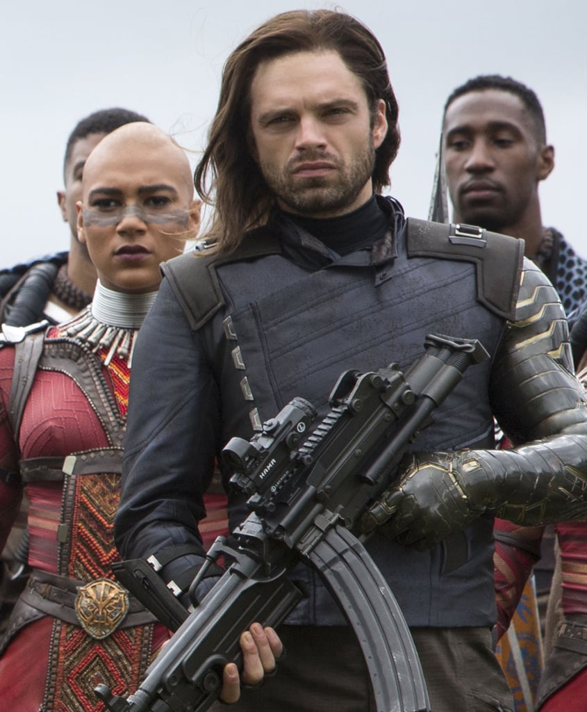 Bucky spends a little time in Wakanda, and by Infinity War, he's sporting a new arm and a freshly blown-out 'do.