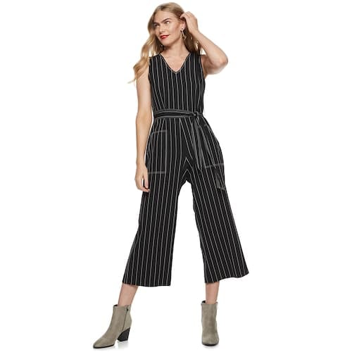 Nine West Contrast-Stitch Sleeveless Jumpsuit